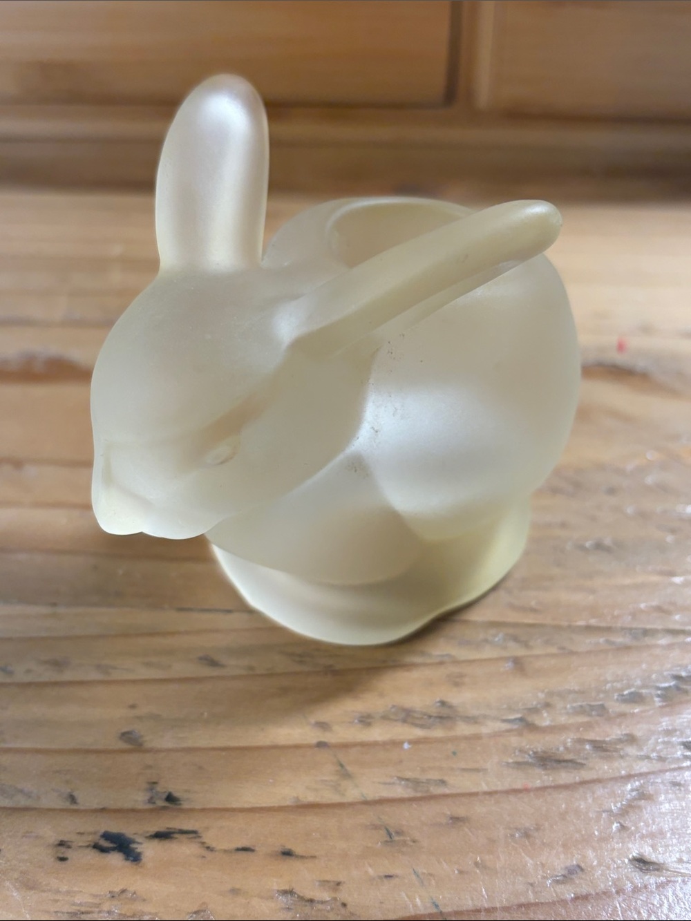 Frosted Pale Yellow Glass Bunny Candle holder